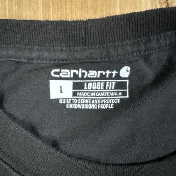 Carhartt Loose Fit Mens Black Long Sleeve Crew Neck T-Shirt Size Large - Picture 2 of 6
